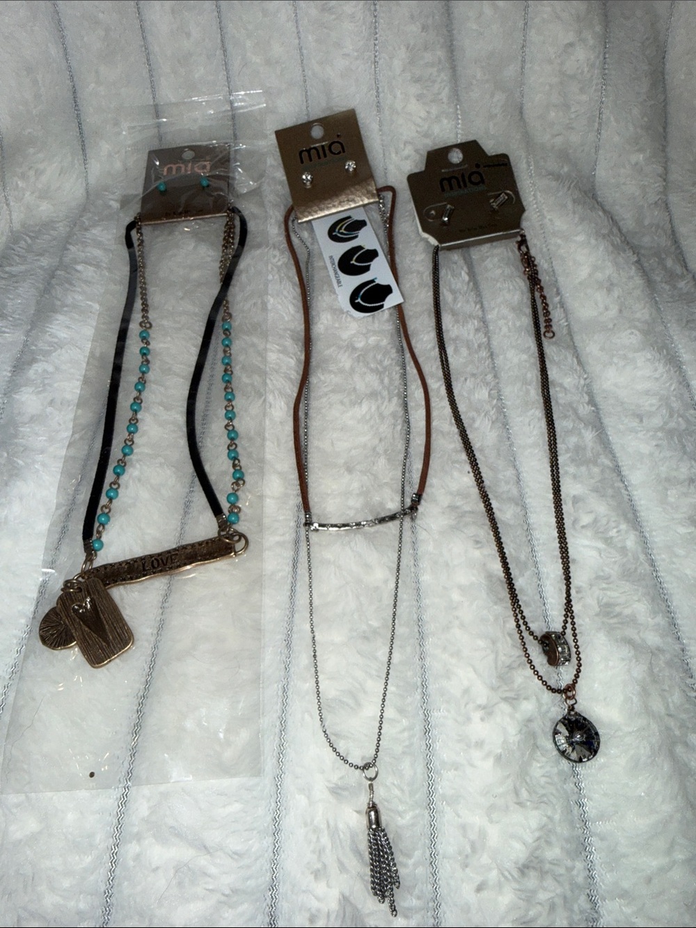MIA Turquoise Bead and Mixed Metal Layered Necklace Trio